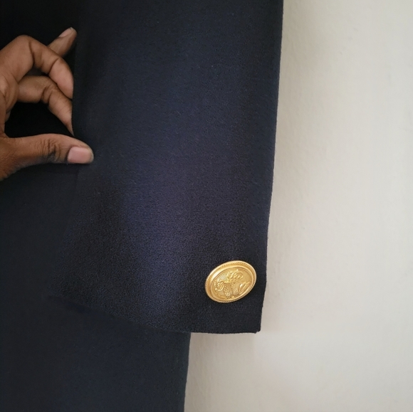 Vintage Christian Dior Double Breasted Rope Embroidered Detail Blazer Navy Sz 10 - Picture 8 of 16